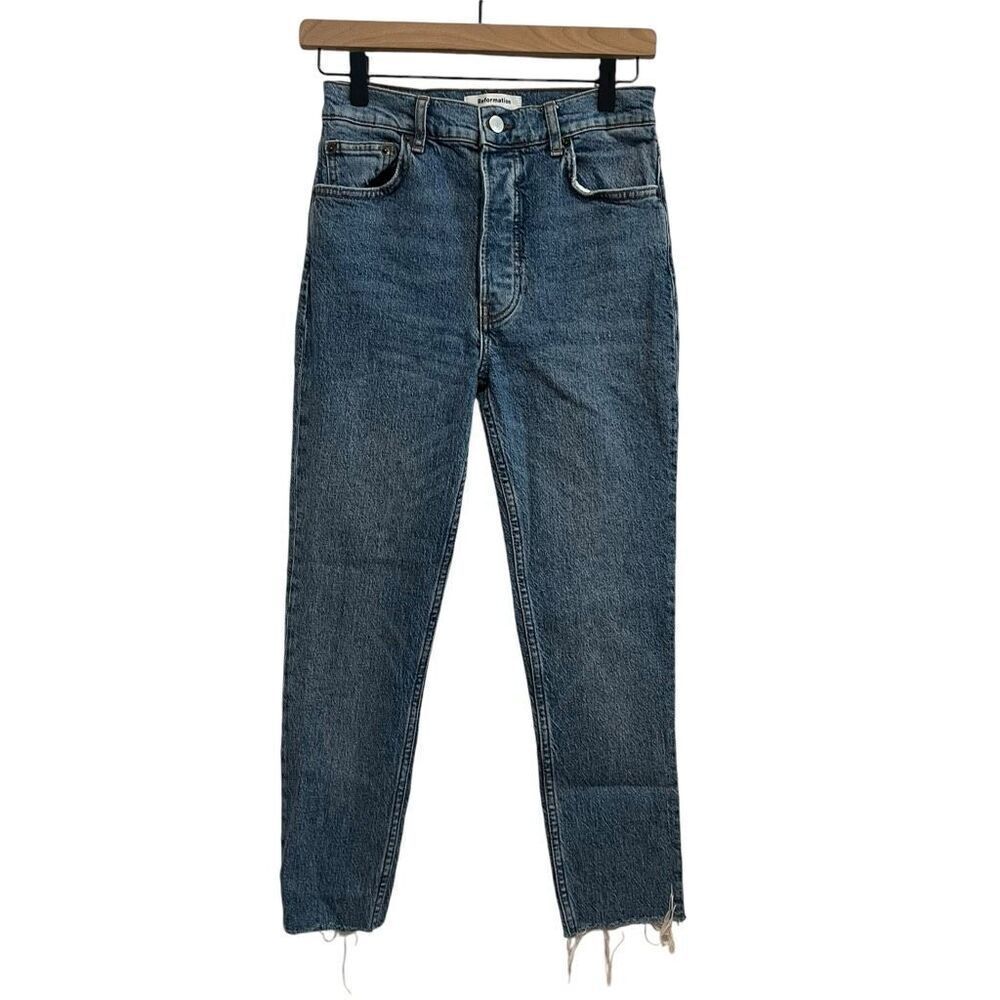Reformation Serena High Crop Skinny Raw Hem Jeans in Augusta Size 26